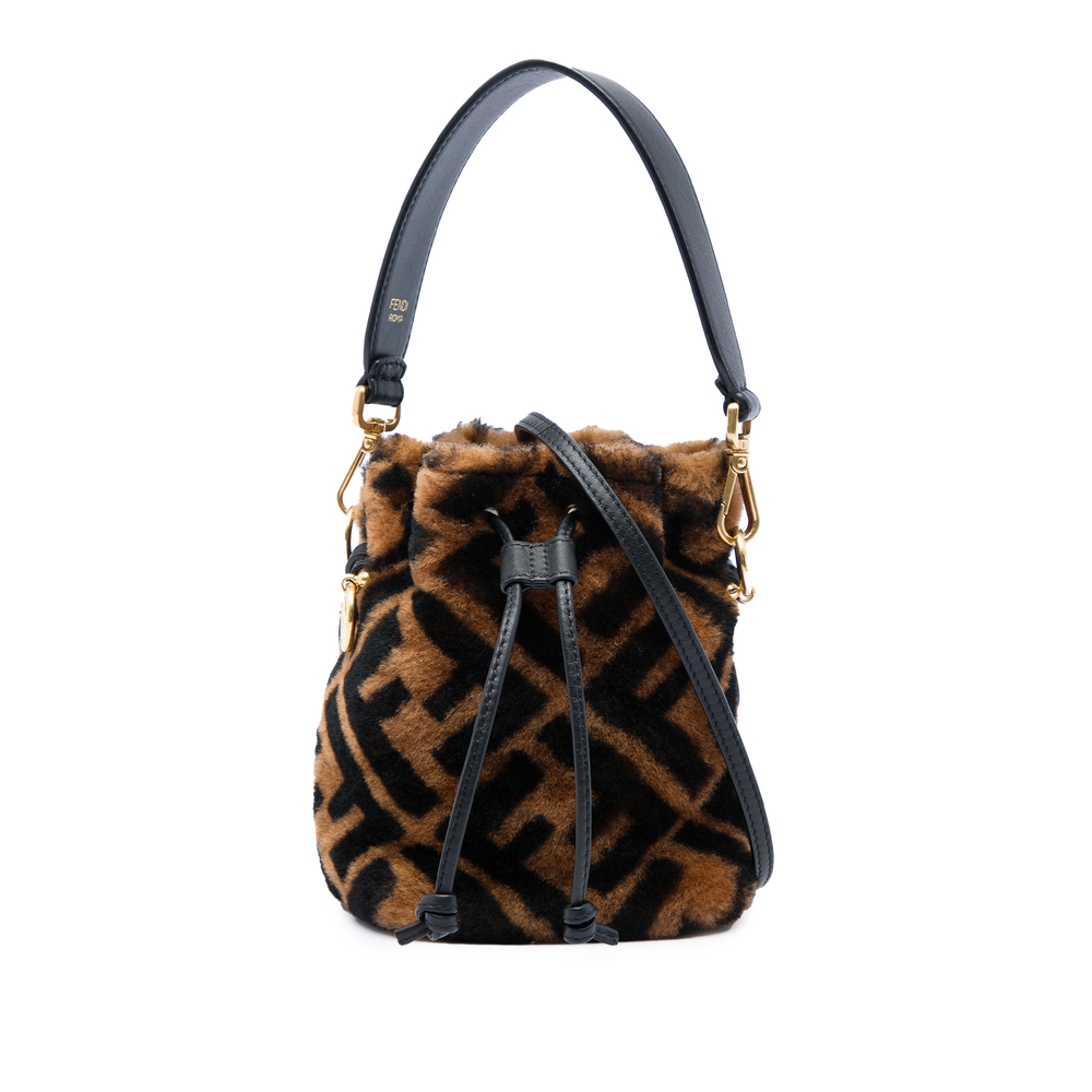 Pre-Loved Fendi Mini Zucca Shearling Mon Tresor Bucket Bag